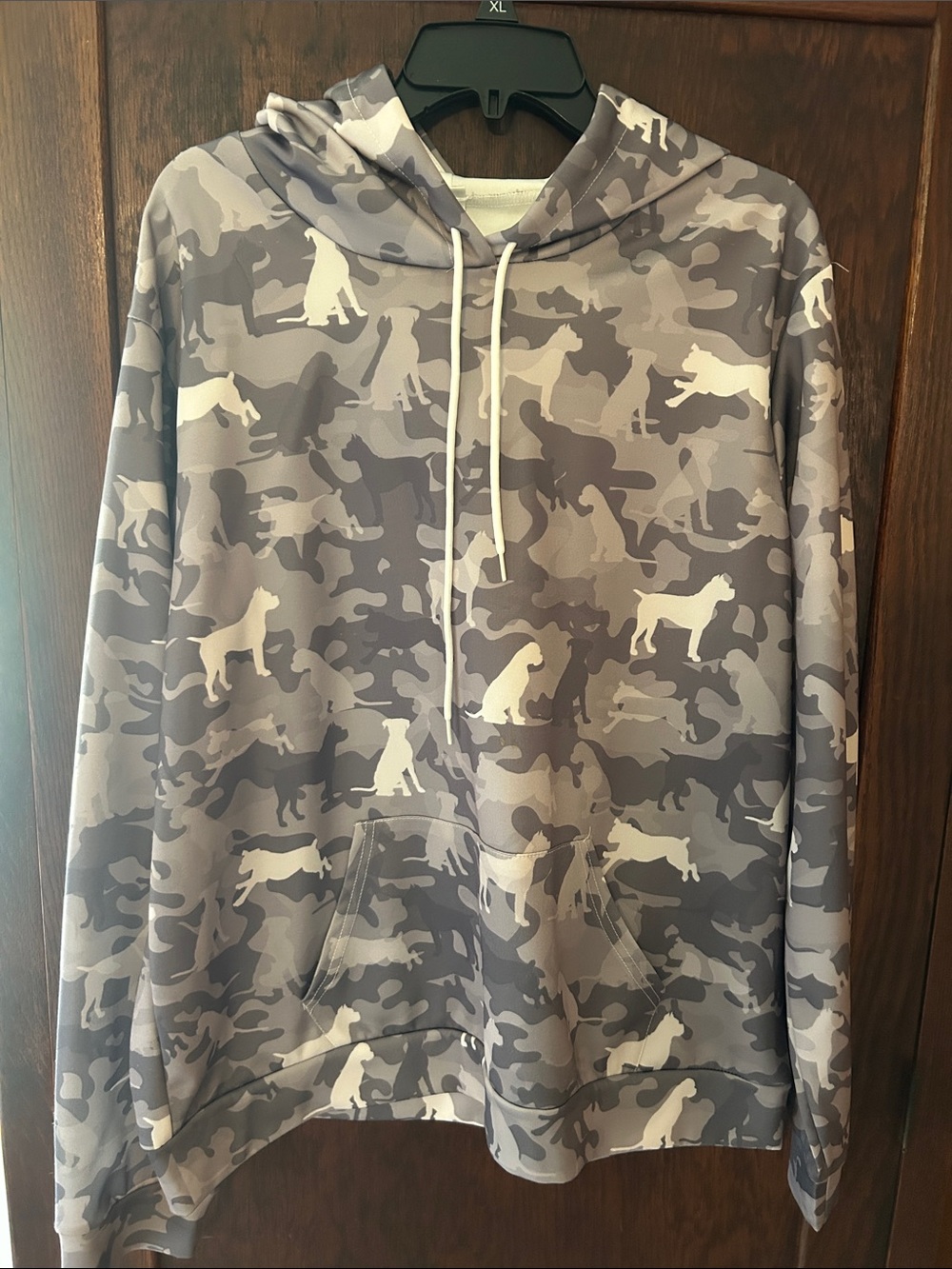 Dog Print Gray Camo Hoodie - Unbranded